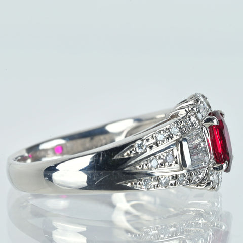 【中古】PT900 RUBYルビーリング R0.732ct D0.56ct 8.0g #15