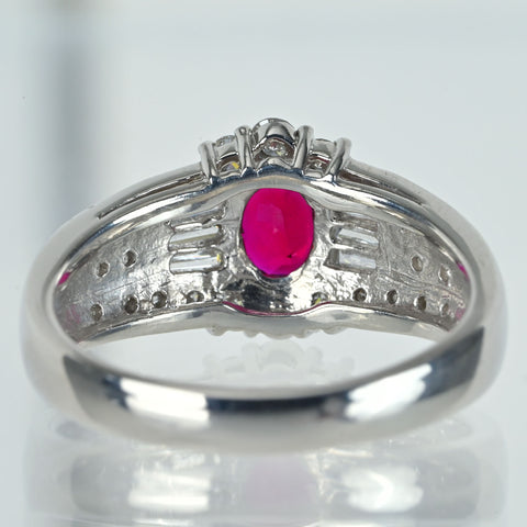 【中古】PT900 RUBYルビーリング R0.732ct D0.56ct 8.0g #15