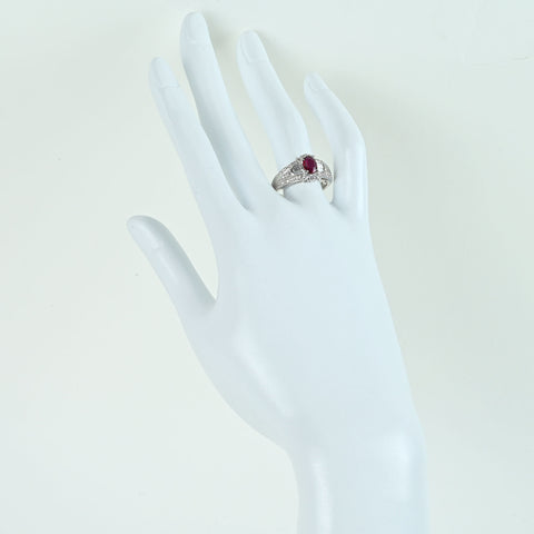 【中古】PT900 RUBYルビーリング R0.732ct D0.56ct 8.0g #15
