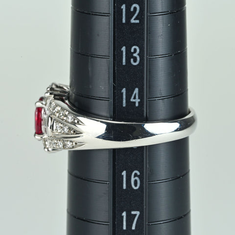 【中古】PT900 RUBYルビーリング R0.732ct D0.56ct 8.0g #15