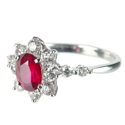 【中古】PT900 RUBY ルビー リング R1.055ct D0.73ct 3.8g #13