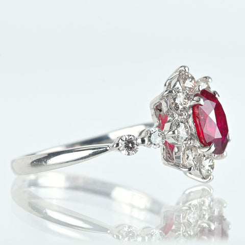 【中古】PT900 RUBY ルビー リング R1.055ct D0.73ct 3.8g #13
