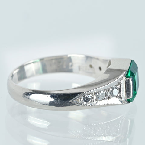 【中古】PT850 EMERALD エメラルドリング E0.96ct D0.12ct 4.9g #9