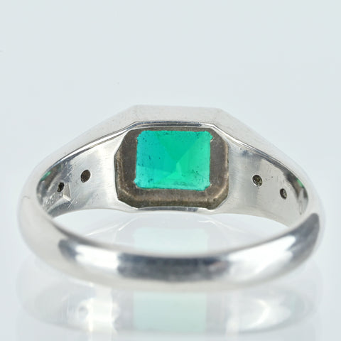 【中古】PT850 EMERALD エメラルドリング E0.96ct D0.12ct 4.9g #9