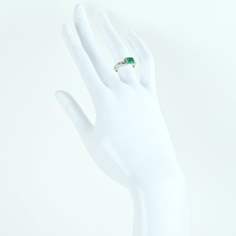 【中古】PT850 EMERALD エメラルドリング E0.96ct D0.12ct 4.9g #9