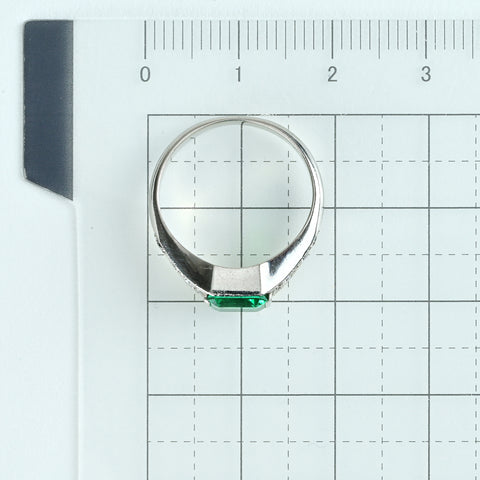 【中古】PT850 EMERALD エメラルドリング E0.96ct D0.12ct 4.9g #9