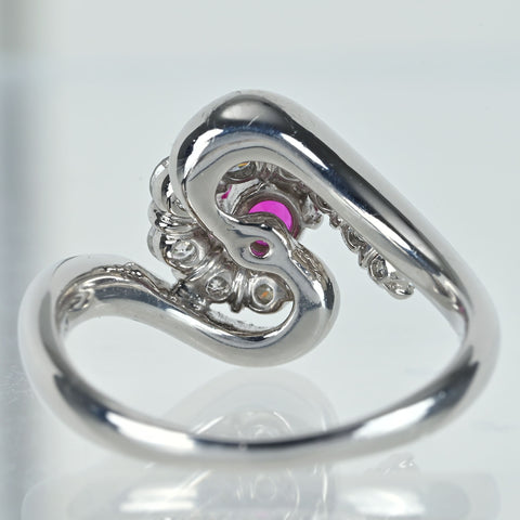 【中古】PT900 RUBY ミャンマー産ルビー リング 0.43ct D0.70ct 7.6g #14 GIA鑑別書