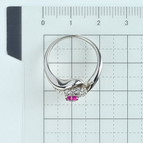 【中古】PT900 RUBY ミャンマー産ルビー リング 0.43ct D0.70ct 7.6g #14 GIA鑑別書