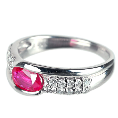 【中古】PT900 RUBY ルビー リング R0.67ct D0.28ct 5.1g #12