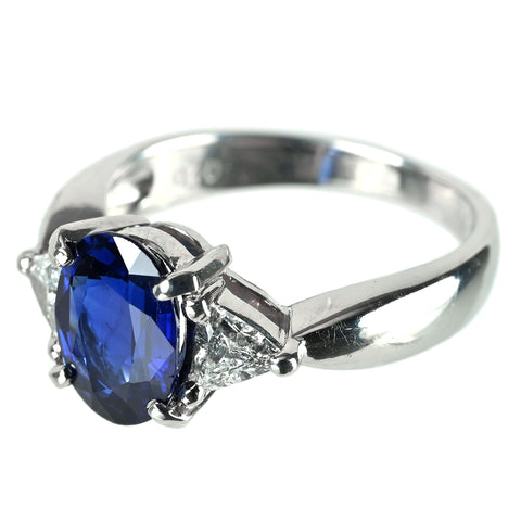 【中古】PT900 SAPPHIRE サファイア リング S2.10ct D0.40ct 6.5g #12