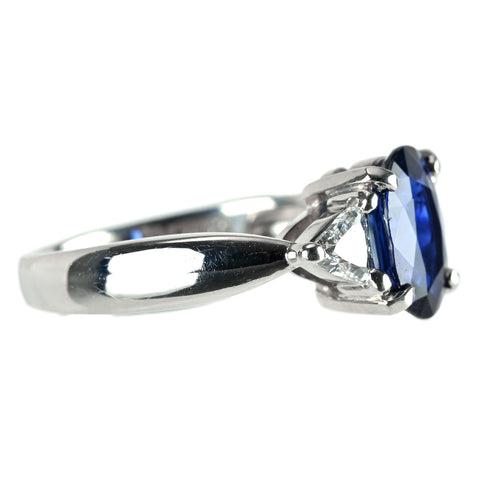 【中古】PT900 SAPPHIRE サファイア リング S2.10ct D0.40ct 6.5g #12