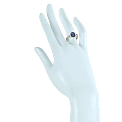 【中古】PT900 SAPPHIRE サファイア リング S2.10ct D0.40ct 6.5g #12