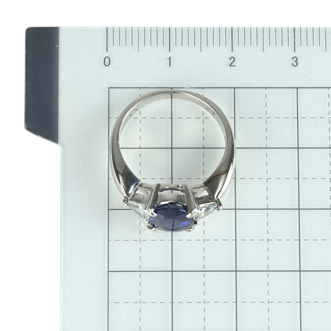 【中古】PT900 SAPPHIRE サファイア リング S2.10ct D0.40ct 6.5g #12