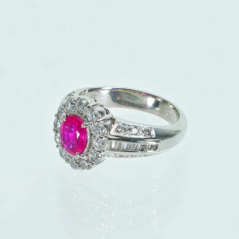 【中古】PT900 RUBYビルマ産ルビーリング R1.20ct D1.24ct GIA鑑別書 12.8g #15