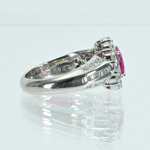 【中古】PT900 RUBYビルマ産ルビーリング R1.20ct D1.24ct GIA鑑別書 12.8g #15