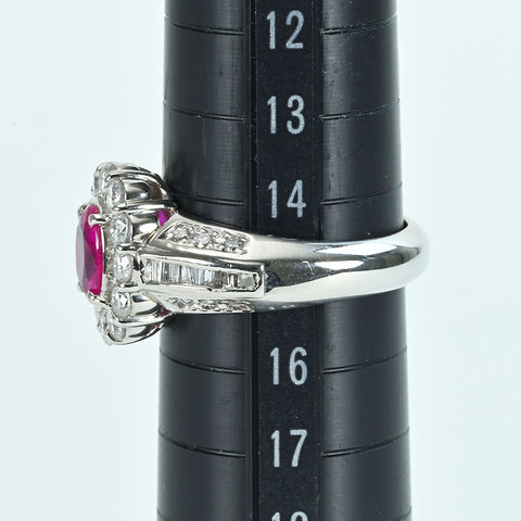 【中古】PT900 RUBYビルマ産ルビーリング R1.20ct D1.24ct GIA鑑別書 12.8g #15