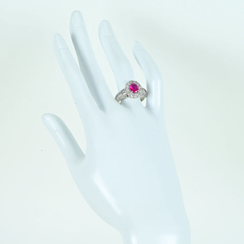 【中古】PT900 RUBYビルマ産ルビーリング R1.20ct D1.24ct GIA鑑別書 12.8g #15