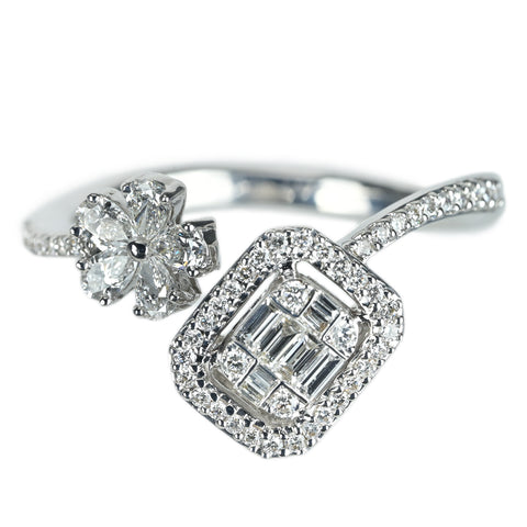 【中古】 K18WG DIAMONDダイヤモンドリング 0.52ct 3.7g #12.5
