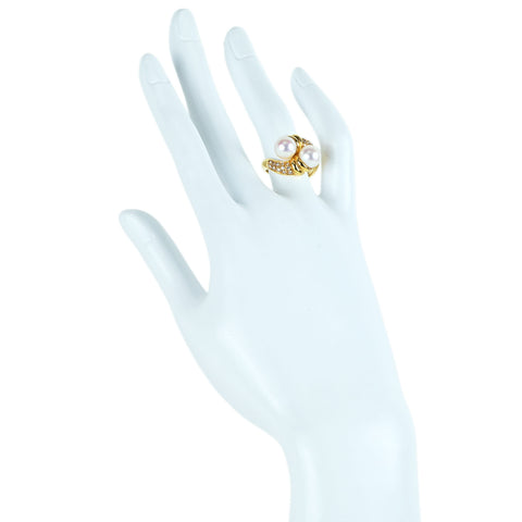 【中古】K18YG PONTE VECCHIOポンテヴェッキオ PEARLパールリング 7.9mm D0.26ct 7.0g #11 ONE PRICE