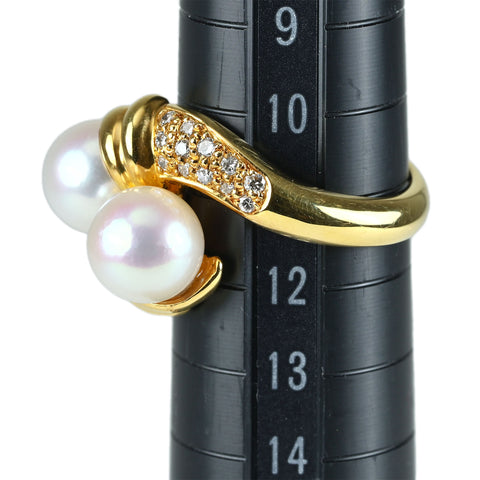 【中古】K18YG PONTE VECCHIOポンテヴェッキオ PEARLパールリング 7.9mm D0.26ct 7.0g #11 ONE PRICE