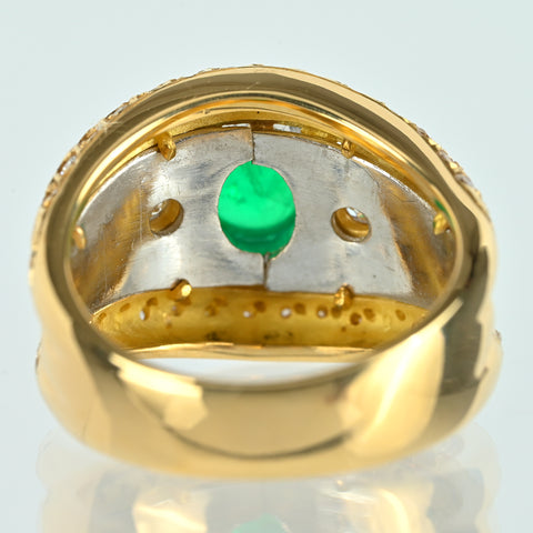 【中古】K18/PT900 EMERALDエメラルドリング E1.62ct D0.67ct 10.1g #10.5