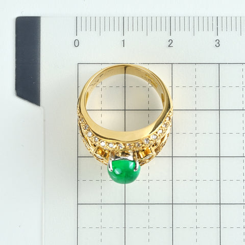 【中古】K18/PT900 EMERALDエメラルドリング E1.62ct D0.67ct 10.1g #10.5