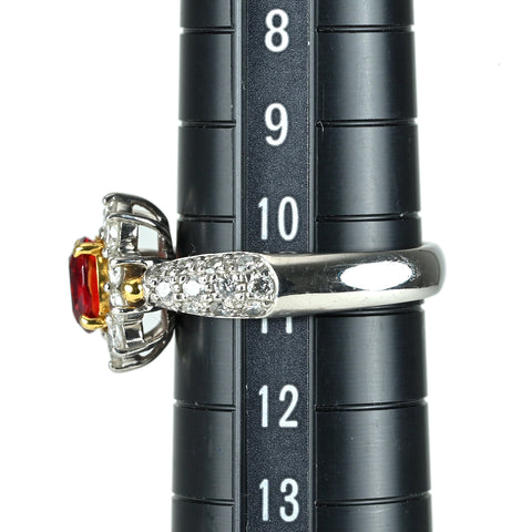 【中古】PT900/K18 SPINEL レッドスピネルリング RS0.762ct D0.94ct CGLソーティング 7.4g #10.5