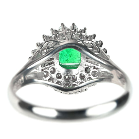 【中古】PT900 EMERALD エメラルド リング E0.48ct D0.39ct 4.9g #12