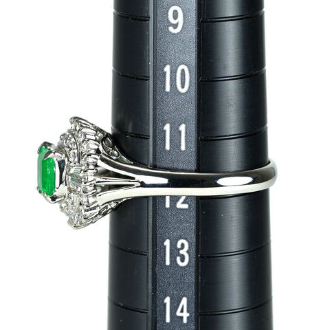 【中古】PT900 EMERALD エメラルド リング E0.48ct D0.39ct 4.9g #12
