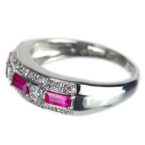 【中古】PT900 RUBY ルビーリング R0.46ct D0.20ct 5.4g #11.5