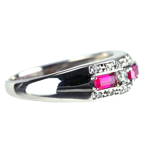 【中古】PT900 RUBY ルビーリング R0.46ct D0.20ct 5.4g #11.5