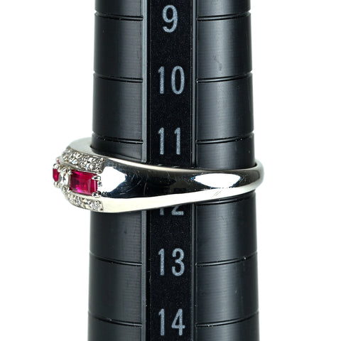 【中古】PT900 RUBY ルビーリング R0.46ct D0.20ct 5.4g #11.5