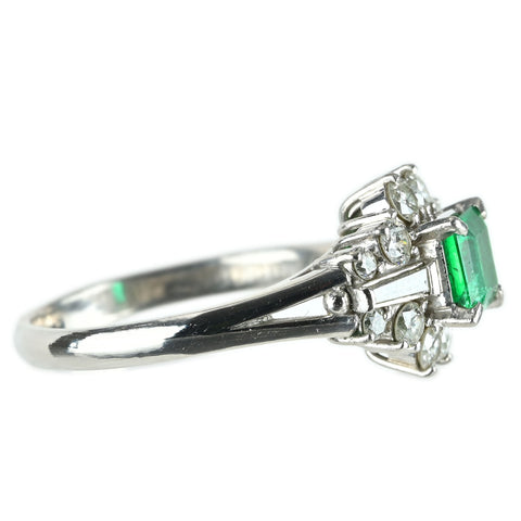【中古】PT900 EMERALD エメラルド リング E0.60ct D0.70ct 6.4g #15