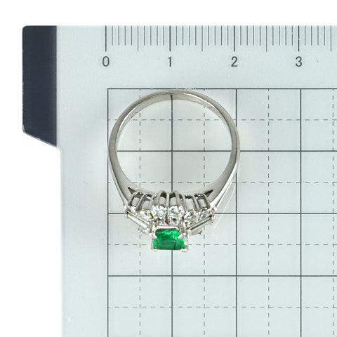 【中古】PT900 EMERALD エメラルド リング E0.60ct D0.70ct 6.4g #15