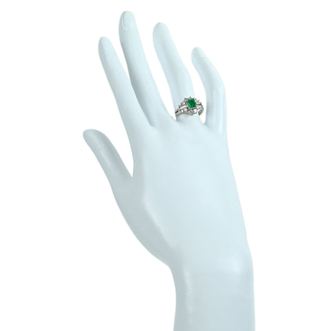 【中古】PT900 EMERALD エメラルド リング E0.60ct D0.70ct 6.4g #15