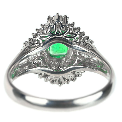 【中古】PT900 EMERALD エメラルド リング E0.58ct D0.57ct 6.8g #15