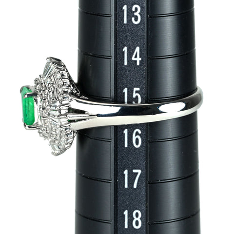 【中古】PT900 EMERALD エメラルド リング E0.58ct D0.57ct 6.8g #15