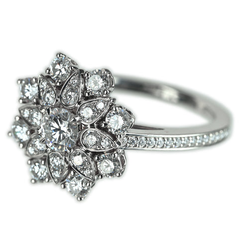 【中古】HARRY WINSTON ハリー・ウィンストン PT950 ロータスクラスターダイヤモンドリング #10.5