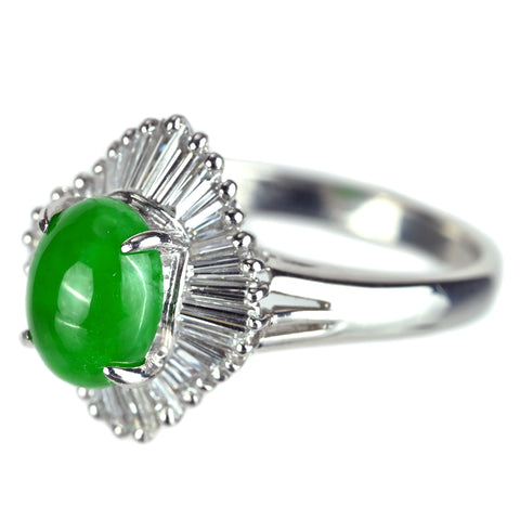 【中古】PT900 JADEITE ヒスイリング J1.95ct D0.67ct GRJソーティング付き 5.7g #10