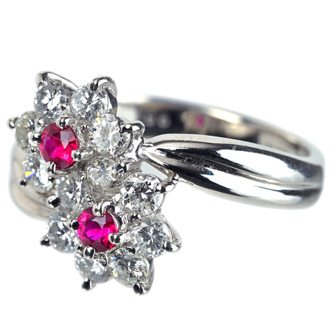 【中古】PT900 RUBY ルビーリング R0.20ct D0.86ct 6.7g #11