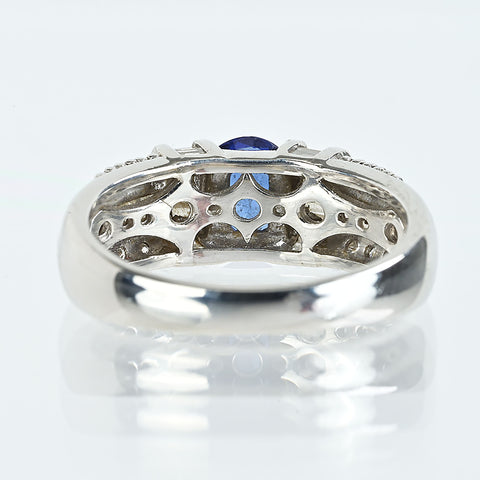 【中古】PT900 SAPPHIREサファイアリング S1.09ct D0.75ct 6.9g #14