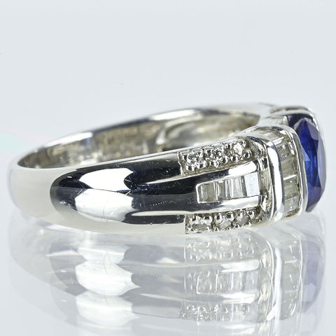 【中古】PT900 SAPPHIREサファイアリング S1.09ct D0.75ct 6.9g #14