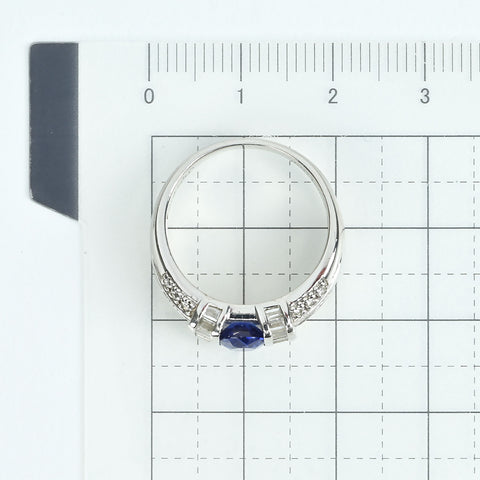 【中古】PT900 SAPPHIREサファイアリング S1.09ct D0.75ct 6.9g #14