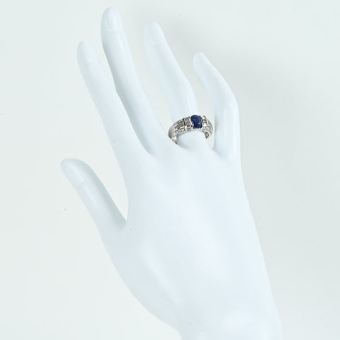 【中古】PT900 SAPPHIREサファイアリング S1.09ct D0.75ct 6.9g #14