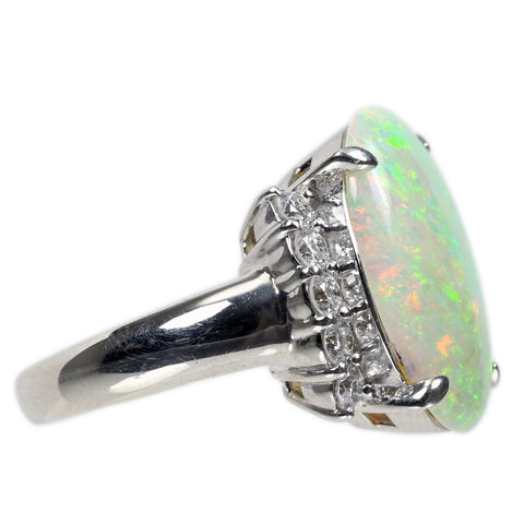 【中古】PT900 WHITE OPAL ホワイトオパールリング OP4.30ct D0.59ct 11.9g #11