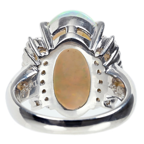 【中古】PT900 WHITE OPAL ホワイトオパールリング OP4.30ct D0.59ct 11.9g #11