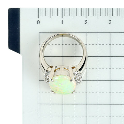 【中古】PT900 WHITE OPAL ホワイトオパールリング OP4.30ct D0.59ct 11.9g #11
