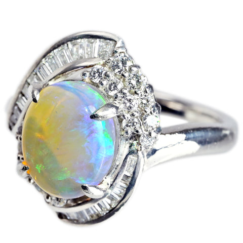 【中古】PT900 OPAL オパールリング OP2.49ct D0.60ct 10.1g #15.5