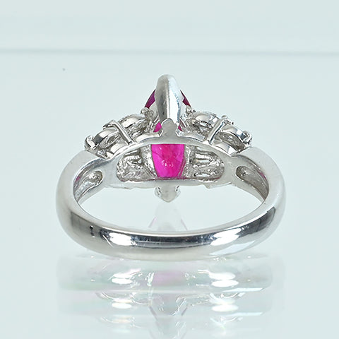 【中古】PT900 RUBYルビーリング R1.18ct D0.41ct 7.2g #12