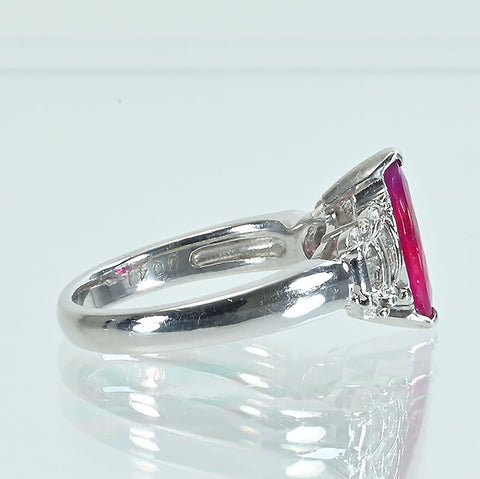 【中古】PT900 RUBYルビーリング R1.18ct D0.41ct 7.2g #12